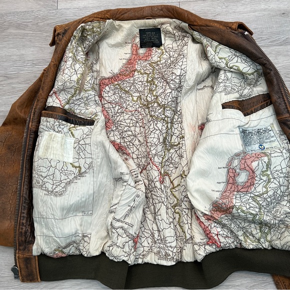 80s Leather Bomber Jacket US Army Air Force Distressed VINTAGE | Sz M unisex - Picture 6 of 17